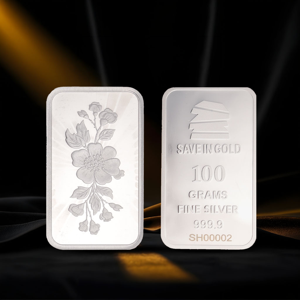 100 Grams Flower Pattern Silver Bar